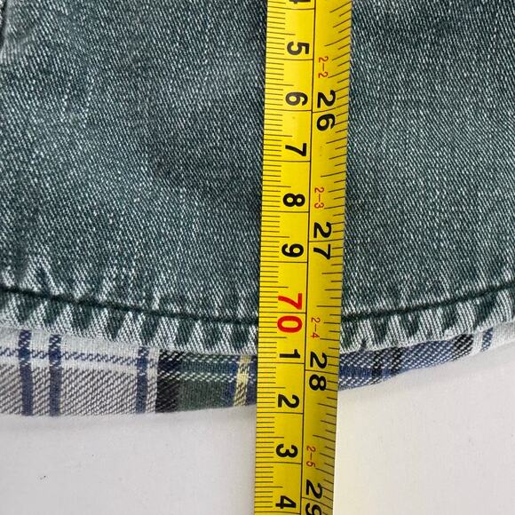 Vtg 90s LL Bean Canada Mens Plaid Flannel Lined Denim Shirt Size XL Distressed - Picture 8 of 10